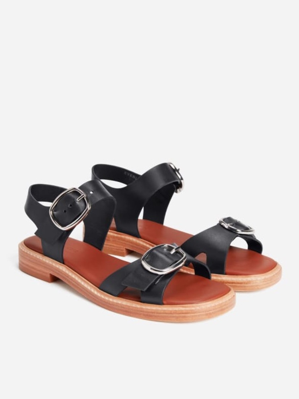 Everlane Twin Buckle Leather Sandal - Black - 10.5